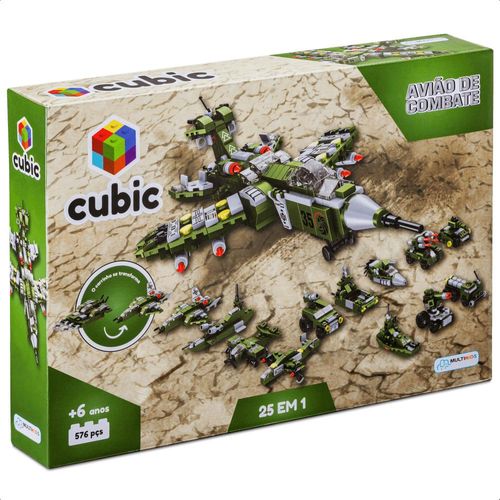 Blocos de Montar - Cubic - Aviao de Combate 25 em 1 MULTIKIDS