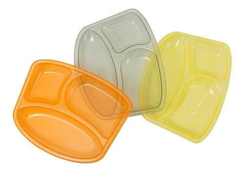Kit 3 Pratos Infantis - Colors - Com Divisorias  Porcoes BRASBABY