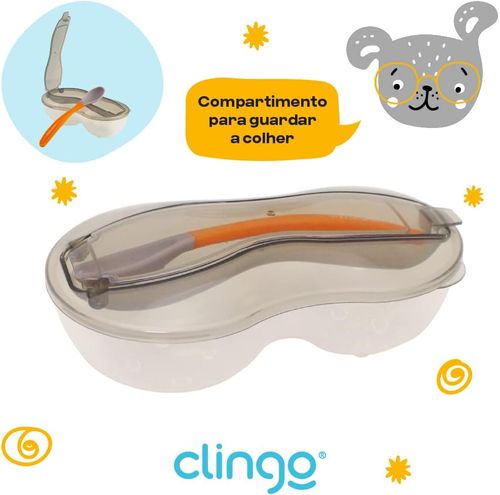 PRATO DIVISORIA E COLHER COLORS LARANJA BRASBABY