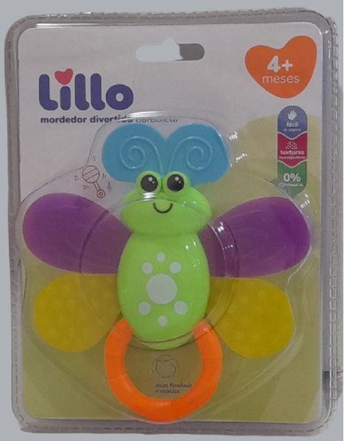 Mordedor Divertido com Chocalho - Borboleta Verde - LILLO DO BRASIL INDU
