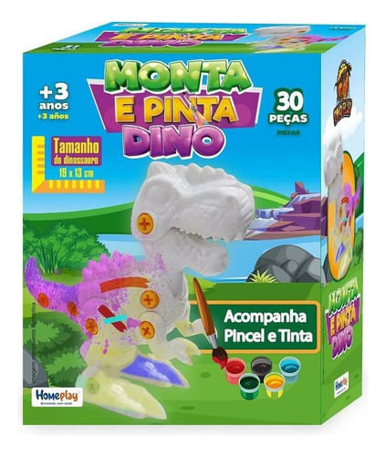 Dinossauro T-rex - Para Montar E Pintar - 30 Pecas Home Play HOMEPLAY