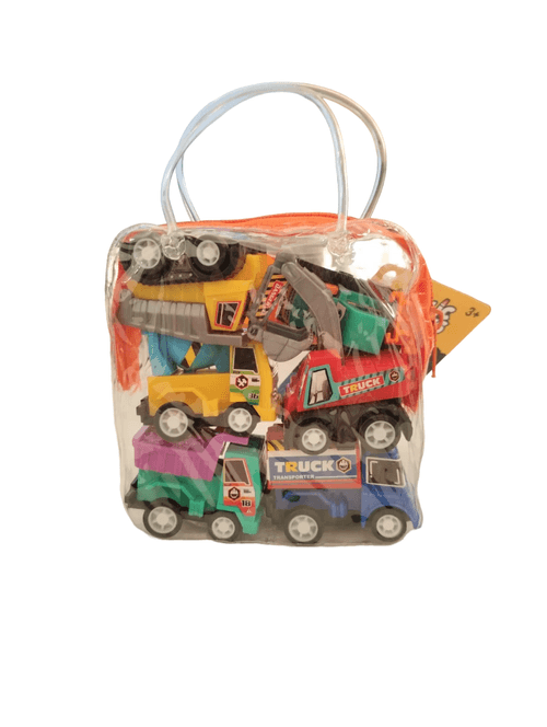 Carrinhos Kit Com 6 Mini - Pull Back/Friccao Com Bolsa Portatil - Construcao SHINY TOYS