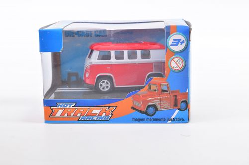 Veiculo de Metal Pequeno - Hot Track Racing  - Kombi Vermelha TERRACO