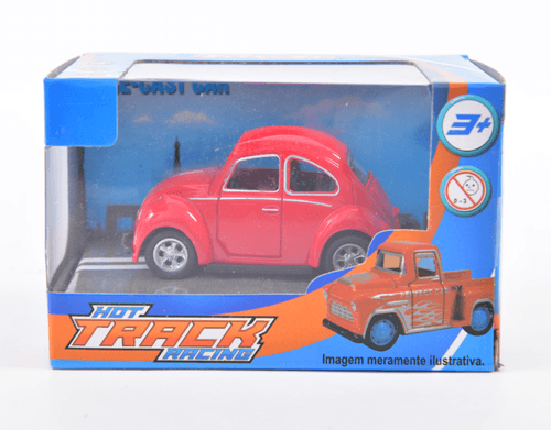 Mini Carrinho de Metal - Hot Track Racing - Fusca Vermelho PENINSULA