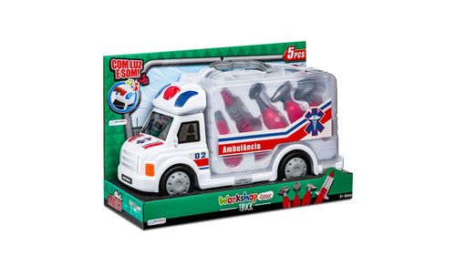 Caminhao de Primeiros Socorros Workshop Junior Truck com Acessorios - Branco e vermelho - BR900 MULTIKIDS