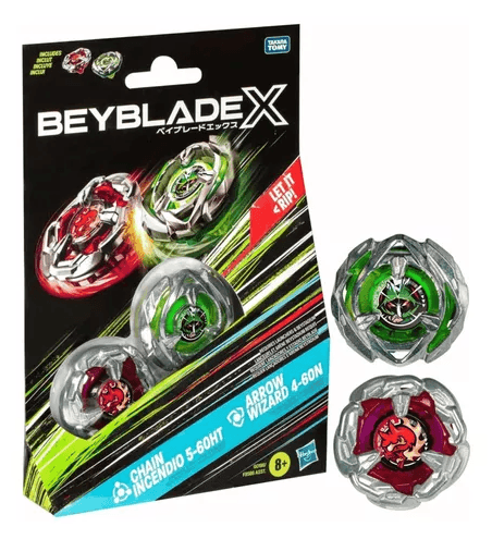 Jogo Piao - Beyblade X - Chain Incendio 5-60HT Arrow Wizard 4-60N HASBRO