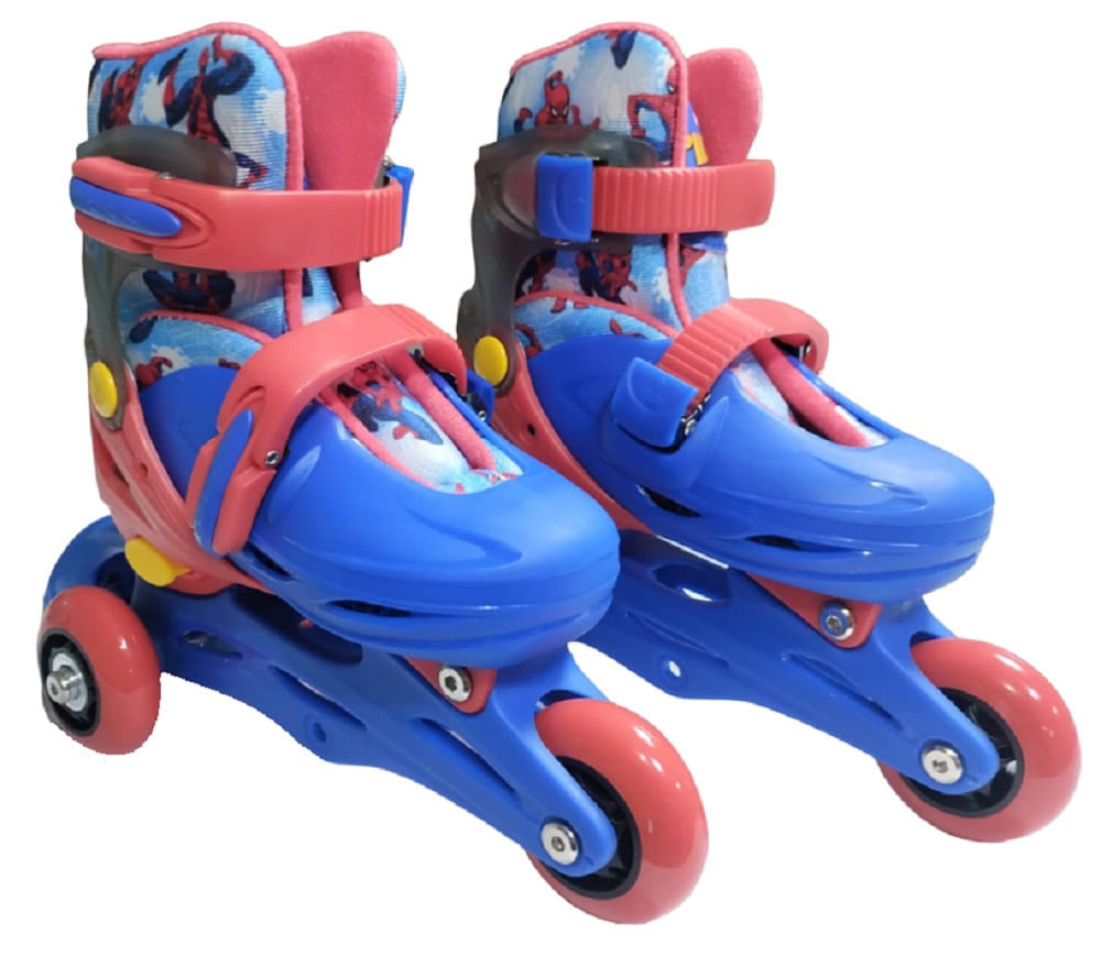 Patins Inline e Triline - Marvel - Spider Man 2 em 1 com Conjunto de Protecao