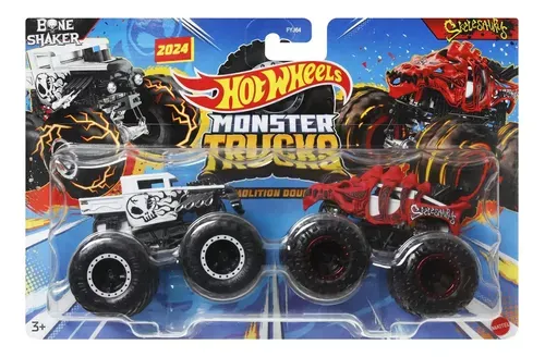 Carrinho Hot Wheels - Monster Trucks Doubles Bone Shaker Vs Skelesaurus MATTEL