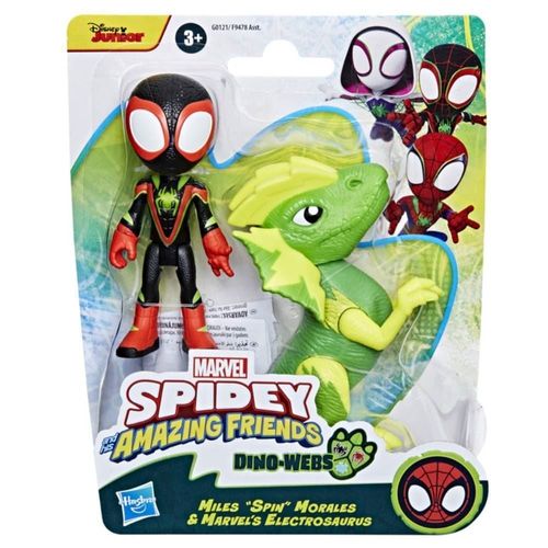 Bonecos Marvel Spidey Friends - Miles Spin e Electrosaurus HASBRO