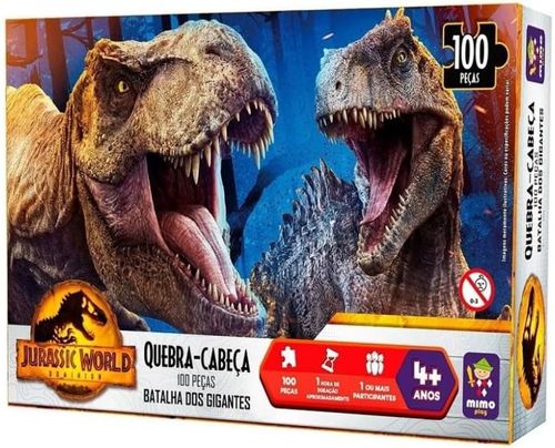 Quebra-cabeca 100 pecas - Batalha dos gigantes - Jurassic World - 2088 MIMO