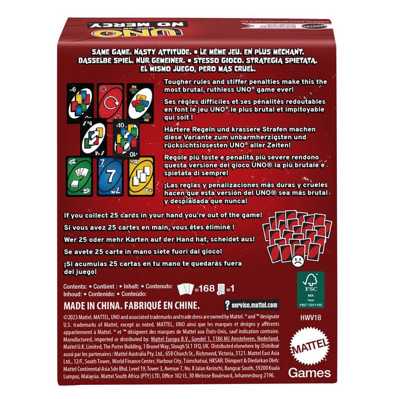 Jogo De Cartas - Uno Show Em No Mercy MATTEL-1762461052368