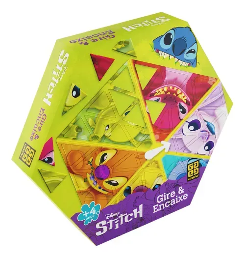 Jogo de Tabuleiro - Gira e Encaixe - Stich Colorido GROW