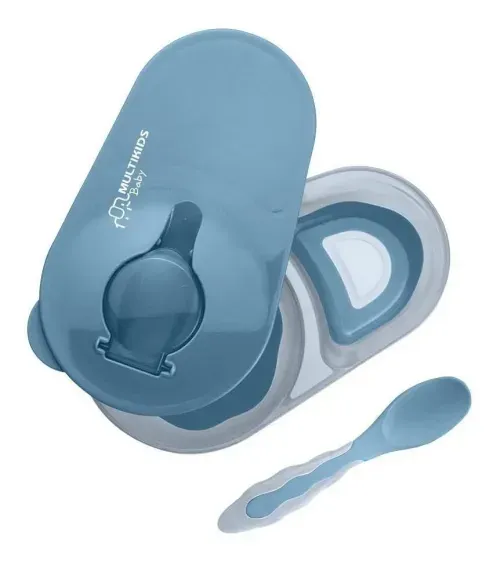 Prato Fundo Com Divisória e Colher - Baby Menino